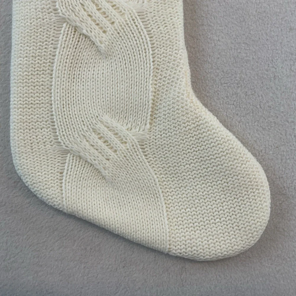 St Nicholas Square Christmas Stocking Cable Knit White K Initial Monogram Kohls